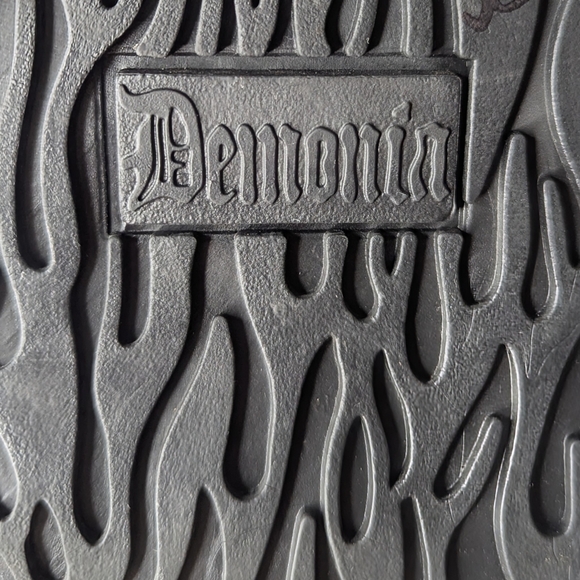 Demonia Bear-265 Front Lace Mid Calf Platform Boots Black Vegan Leather - Picture 9 of 11